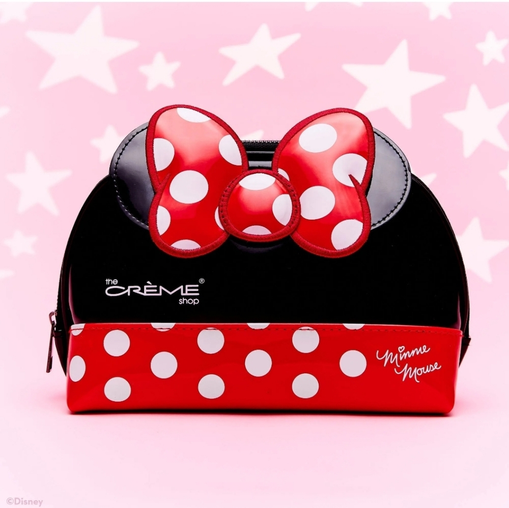 The Creme Shop Minnie Mouse Dome Travel Pouch. Red, Black and white.